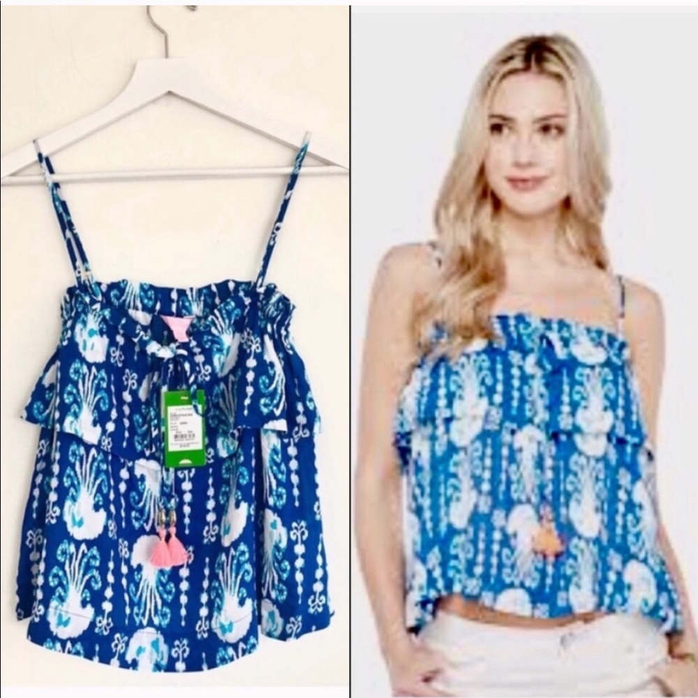 Lilly Pulitzer Blue and Pink Jellyfish Camisole Blouse